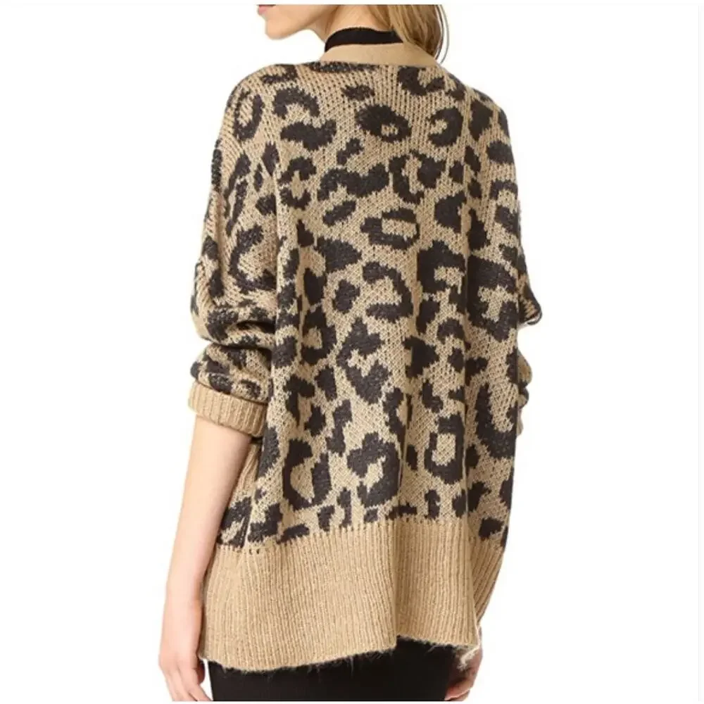 Wildfox Roar Leopard Tilly Cardigan Button Up Sweater